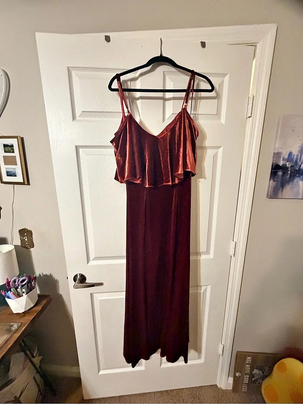 Burgundy Velvet Maxi Dress Like New
